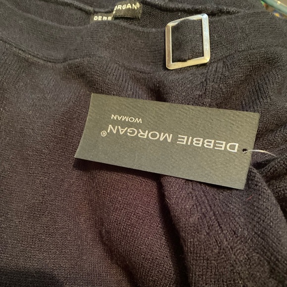 Debbie Morgan NWT Black Size 1X Boat Neck Sweater with Silver accent buckle. - Picture 5 of 8
